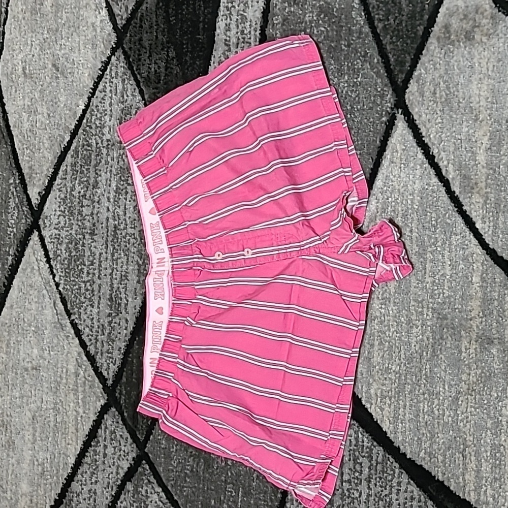 VINTAGE VICTORIA SECRET PINK I ONLY SLEEP IN PINK COTTON STRIPE SHORTS